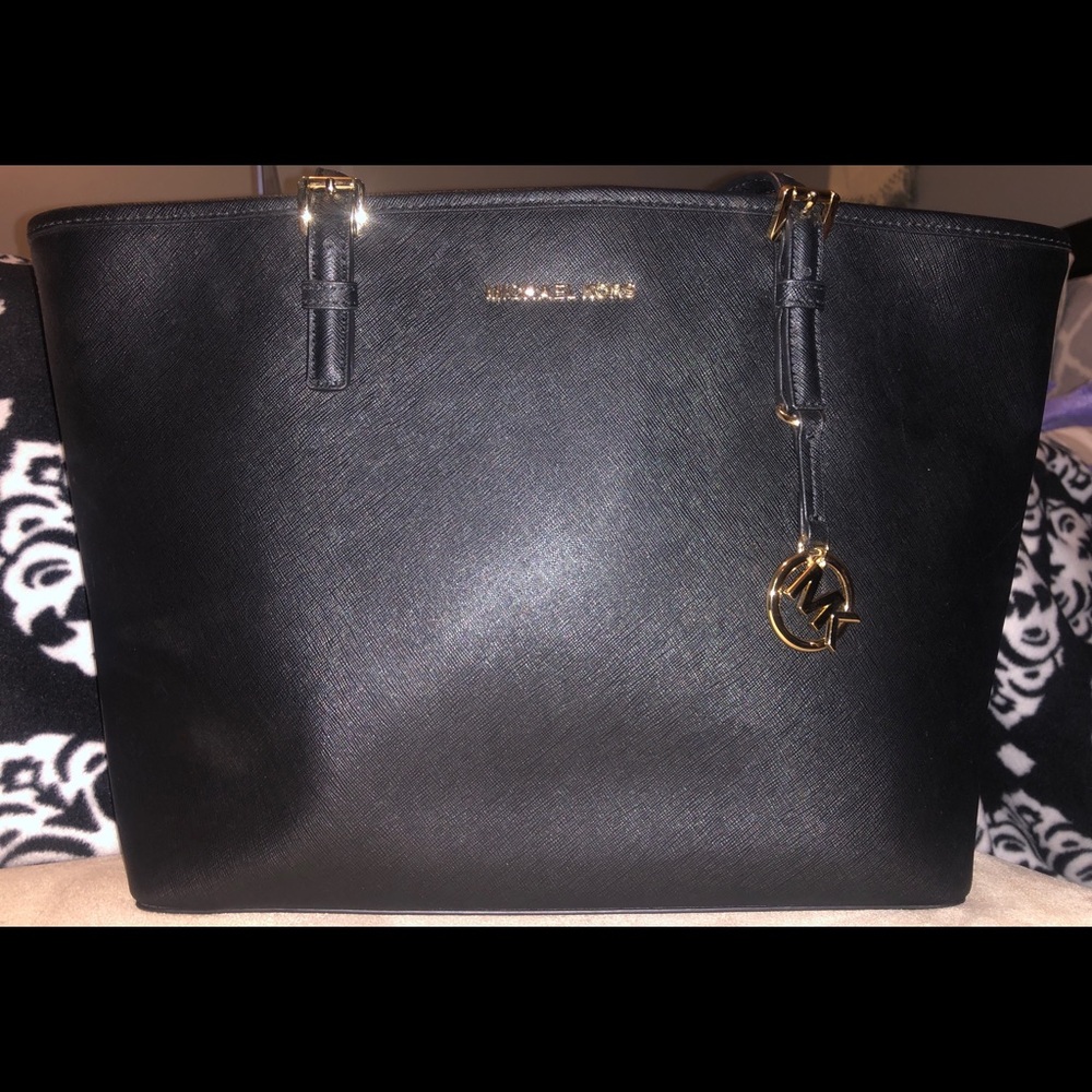 Large black Michael Kors saffiano leather tote